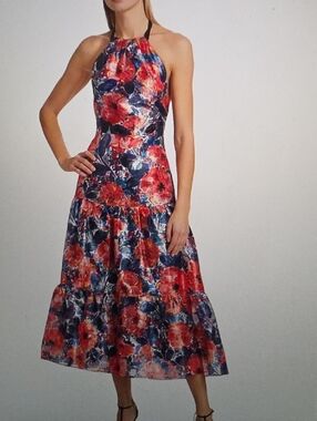 MILLY Hayden Poppy Jacquard Midi Dress Size 2 $450